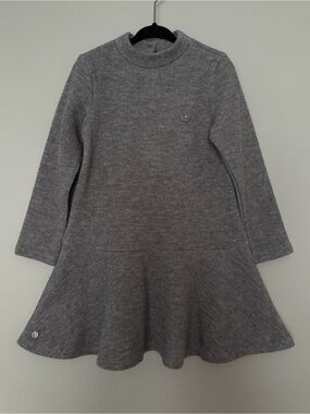 Bluedog Girls' Gray Knit Fit & Flare Ribbed Long-Sleeve Dress Size 7